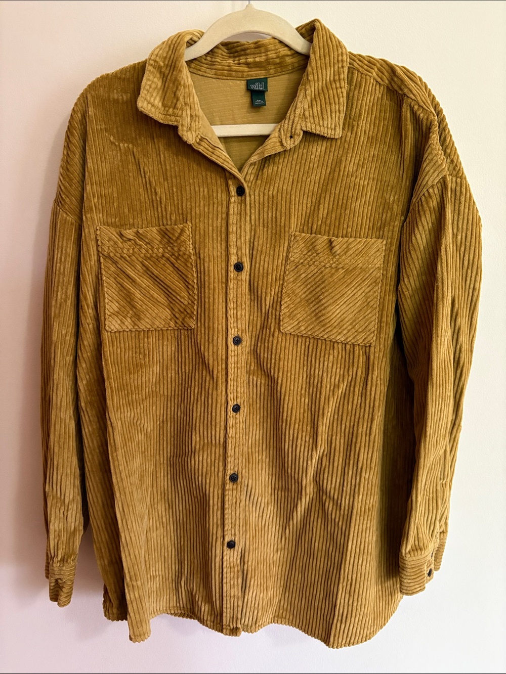 Wild Fable Corduroy Button-Up Shirt with Chest Pockets - Mustard